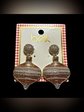 Multicolor Crystal Drop Earrings - Gold Tone